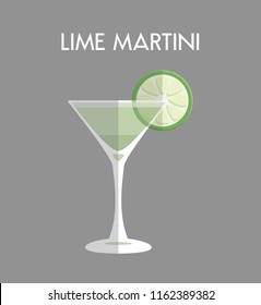 FLAT DESIGN LIME MARTINI illustration IN VECTOR