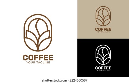 Flat design line modern coffee shop logo template