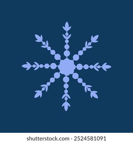 Flache Designlinie Schneeflocken Vektor Symbol Weiß | Schneeflocken Eiskristall Winter Symbol Flaches Design auf dunkelblauem Hintergrund, Vektor eps 10