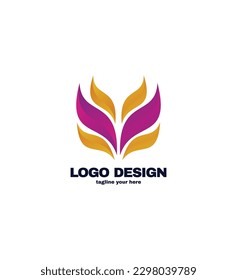Flat design of linear leaves and flowers