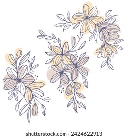 Flat design of linear leaves and flowers