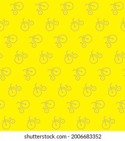 Diseño plano lineal vintage retro bicicleta sin costura patrón vectorial.