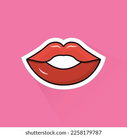 Diseño plano de labios, se puede usar como pegatina, logotipo y afiche