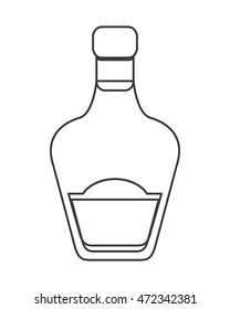 flat design liquor bottle icon vector illustration