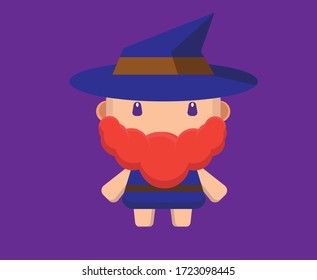 flat design little character vector, wizard