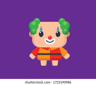 flat design little character vector, clown