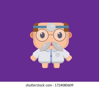 flat design little character vector,
old doctor