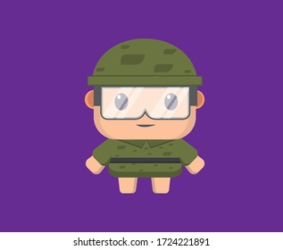 flache Gestaltungs-kleine Zeichenvektorgrafik,
Armee