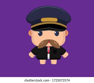 flat design little character vector,
train conductor