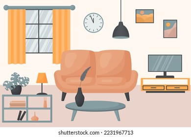 flat design of living room interior
