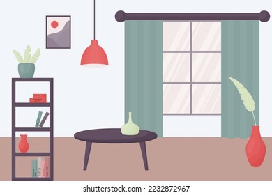 flat design of living room interior