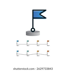 Flat Design Loading Flag Progress Bar