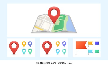 Mapa plano de ubicación de diseño con pines