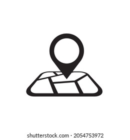 Flat design location map with red pin, label, marker. Vector EPS 10.