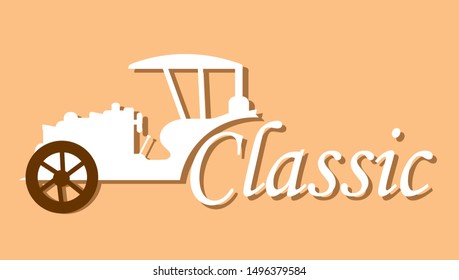 Flat design logo with classic car