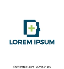 Logotipo de diseño plano con concepto de cara y salud