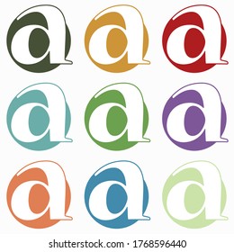 Logo de diseño plano con la letra A declinado en diferentes colores