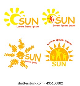 flat design of the logo of the sun drawn in the vector. Icons are isolated on a white background. Illustration suitable for web design