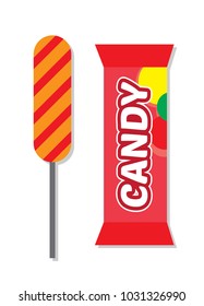 flat design of lollipop candy and wrap package