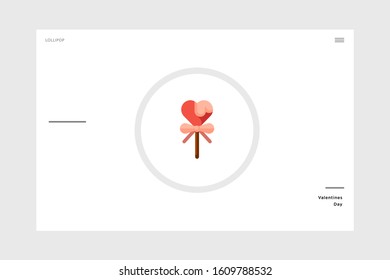 flat design lollipop  valentine-themed icon on a white background
