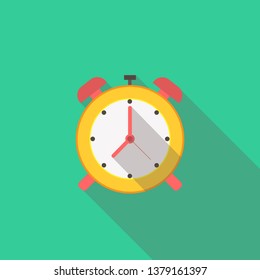 Flat design long shadow alarm clock