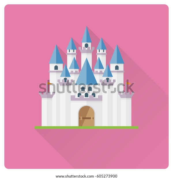 Image Vectorielle De Stock De Conception A Plat Longue Ombre Chateau