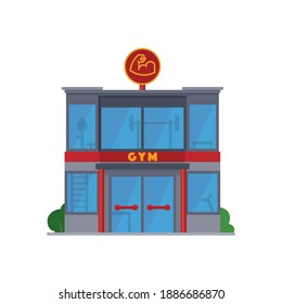 Diseño plano sombra larga moderna gimnasio o gimnasio estudio de fitness aislado ilustración vectorial