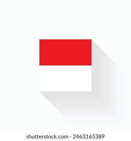 flat design long shadow SQUARE National flag of Indonesia icon vector illustration isolated on white background.