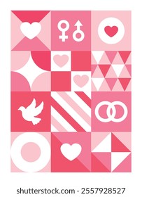 Flat design love abstract background pink