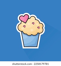Diseño plano del pastel de amor, puede ser utilizado como pegatina, logotipo y afiche