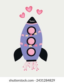 Flat Design Love Illustration with Toys Space	