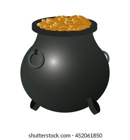 flat design lucky pot o gold icon vector illustration