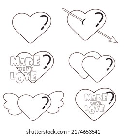 Un diseño plano hecho con amor. Corazón, amor, romance o Día de San Valentín. Ilustración vectorial.