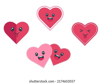Flat design, made with love stamps. Heart, love, romance or Valentine's day. Vector illustration.
