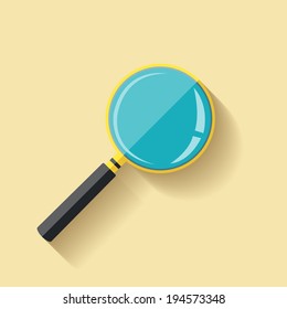 Flat design of magnifier icon