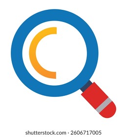 Flat Design Magnifying Glass with Data Visualization