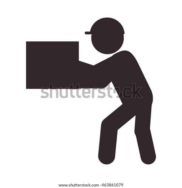 flat design\
man with box icon vector\
illustration