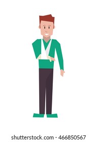flat design man with broken arm icon vector illustration