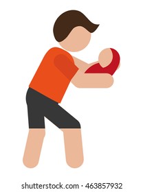 flat design man carrying baby icon vector illustration