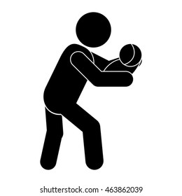 flat design man carrying baby icon vector illustration