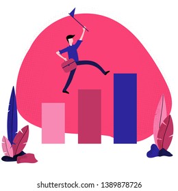 Flat Design Man do the success business