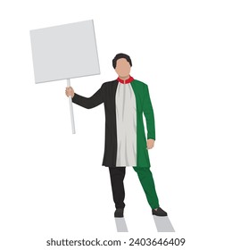 Flat design of a man holding blank board suitable for entering text