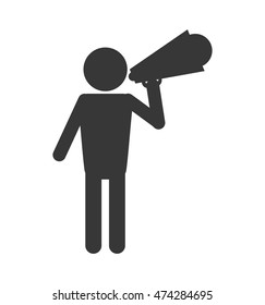 flat design man with megaphone pictogram icon vector illustration