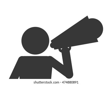 flat design man with megaphone pictogram icon vector illustration