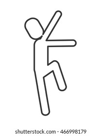 flat design man pictogram raising hand icon vector illustration