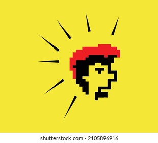 flat design of man pixel art
