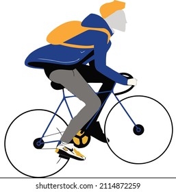 Flat design man riding cycling vector illustration