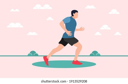 the flat design of a man running