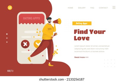 Flat design a man with speaker for dating illustration concept