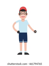 flat design man standing wearing shorts icon vector illustration